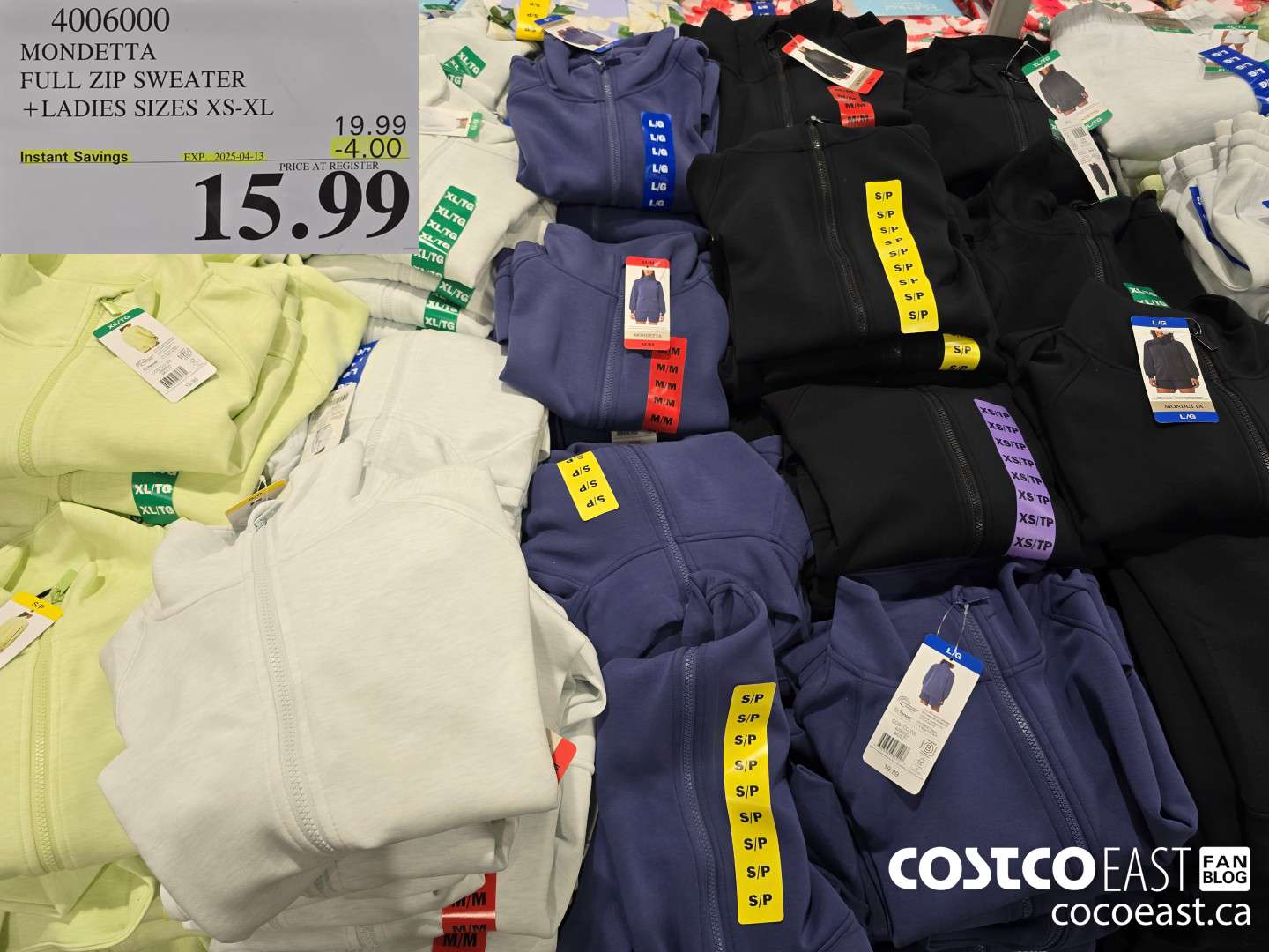 4006000 MONDETTA FULL ZIP SWEATER +LADIES SIZES XS-XL ($4.00 INSTANT SAVINGS EXPIRES ON 2025-04-13) $15.99