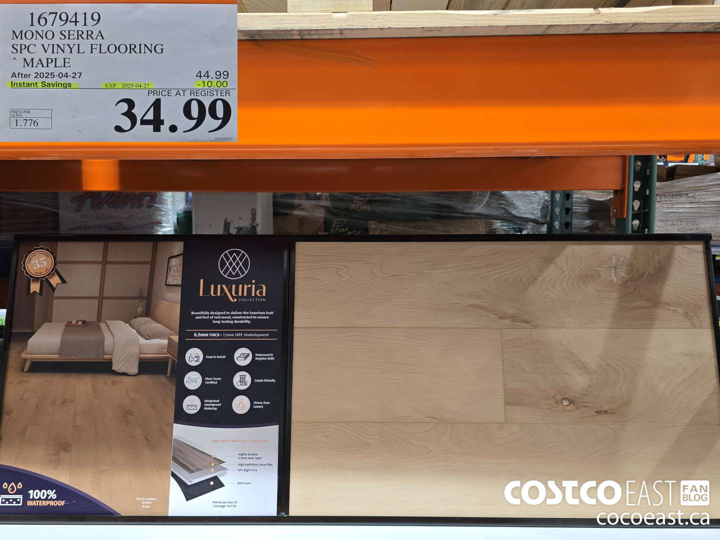 1679419 MONO SERRA SPC VINYL FLOORING MAPLE ($10.00 INSTANT SAVINGS EXPIRES ON 2025-04-27) $34.99