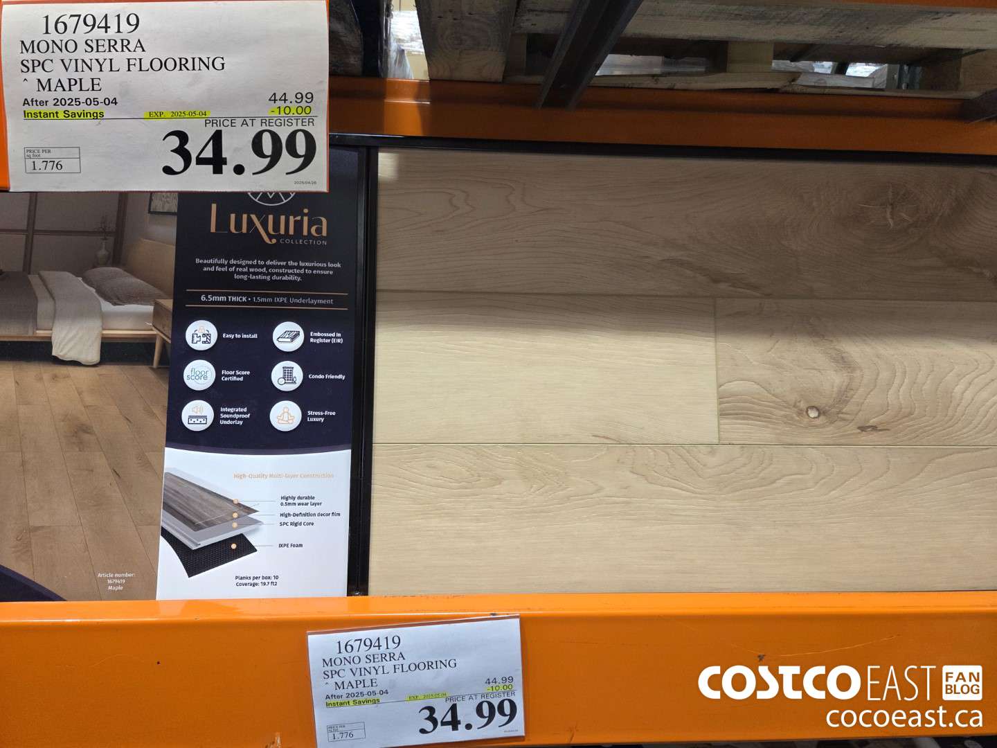 1679419 MONO SERRA SPC VINYL FLOORING MAPLE ($10.00 INSTANT SAVINGS EXPIRES ON 2025-05-04) $34.99