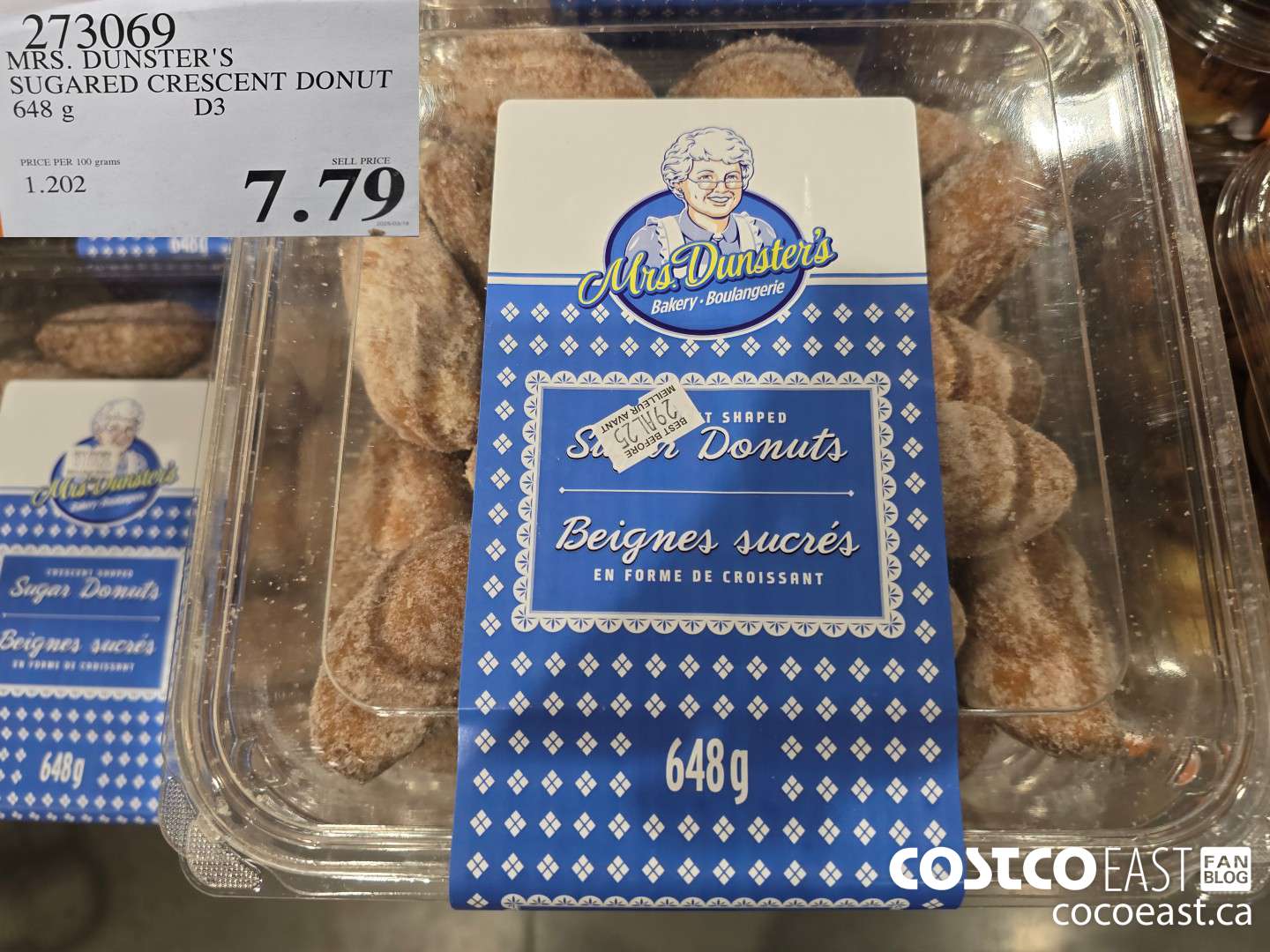 273069 MRS. DUNSTER'S SUGARED CRESCENT DONUT 648 G $7.79