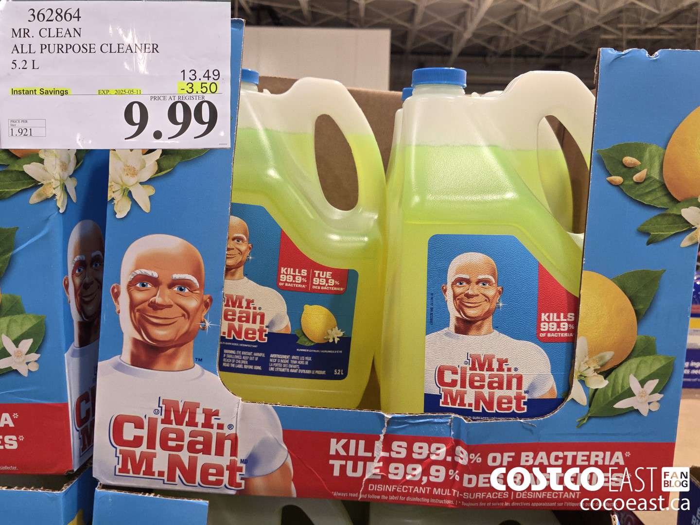 362864 MR. CLEAN ALL PURPOSE CLEANER 5.2 L ($3.50 INSTANT SAVINGS EXPIRES ON 2025-05-11) $9.99