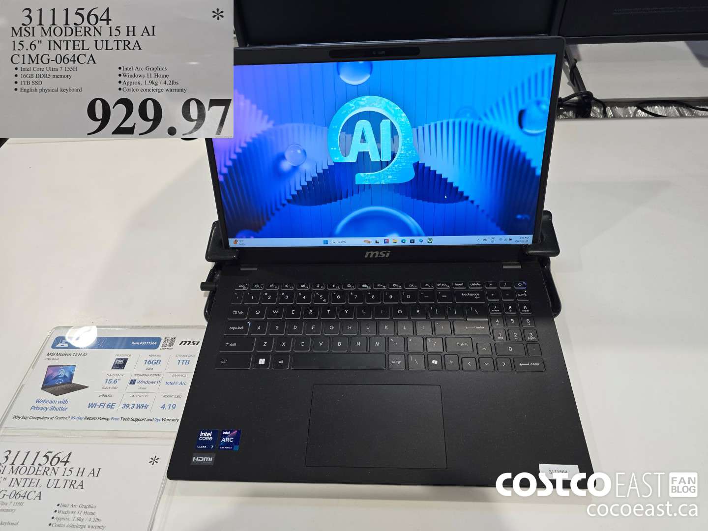 3111564 MSI MODERN 15 H Al 15.6