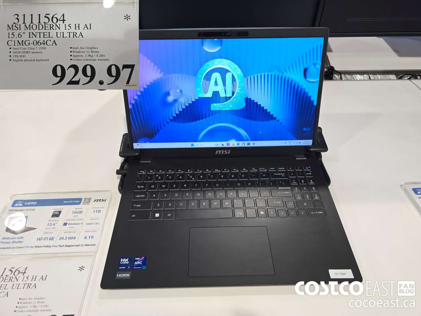 3111564 MSI MODERN 15 H Al 15.6