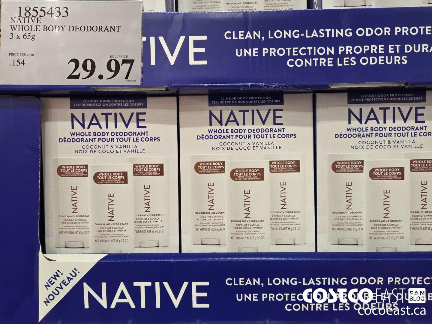 1855433 NATIVE WHOLE BODY DEODORANT 3 X 65 G $29.97