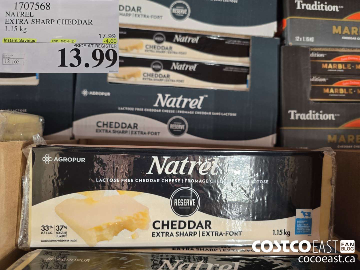 1707568 NATREL EXTRA SHARP CHEDDAR 1.15 kg ($4.00 INSTANT SAVINGS EXPIRES ON 2025-04-20) $13.99