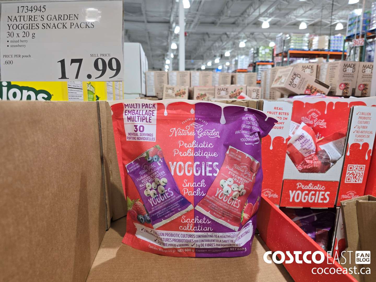 1734945 NATURE'S GARDEN YOGGIES SNACK PACKS 30 x 20 g $17.99