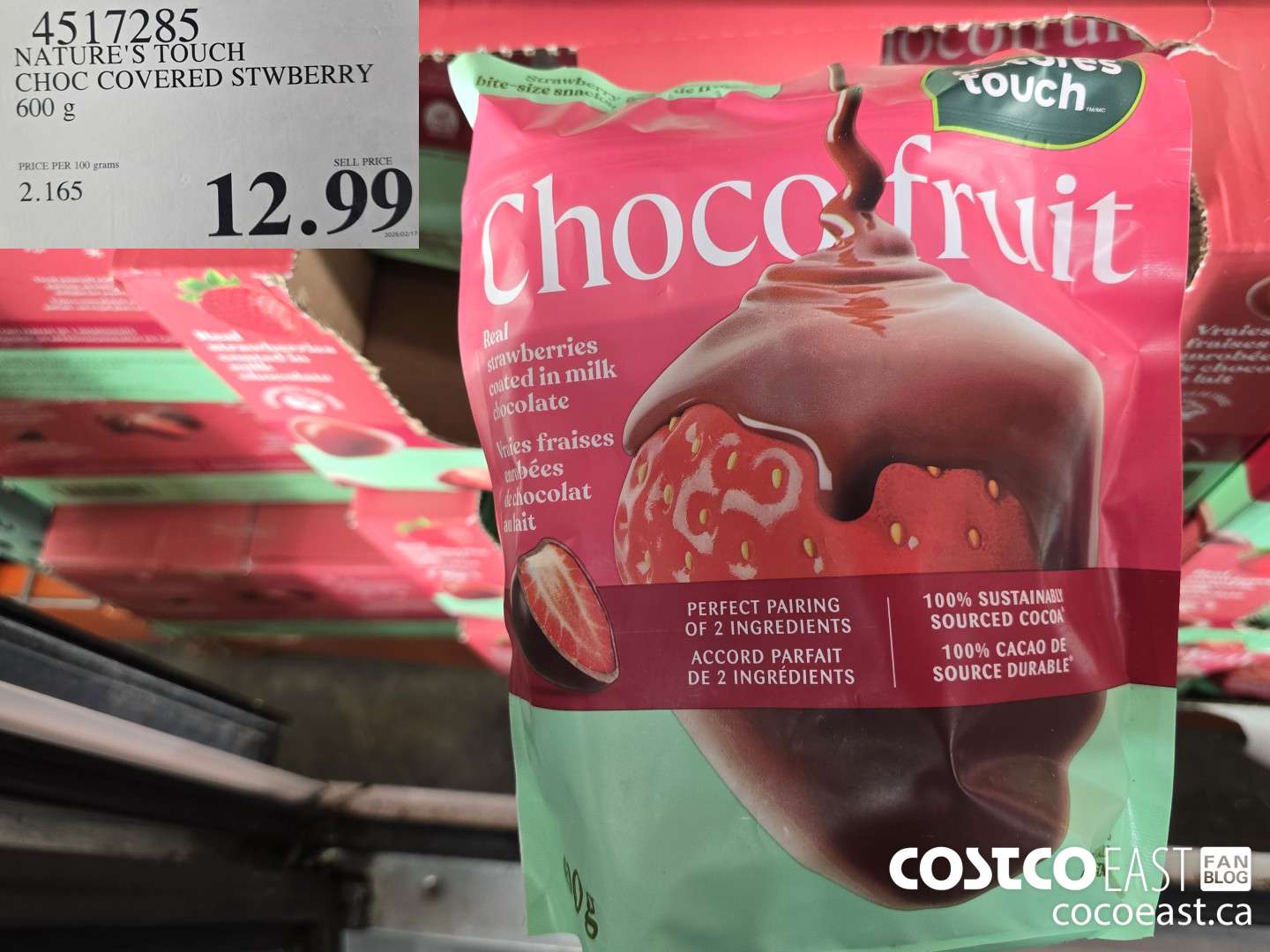 4517285 NATURE'S TOUCH CHOC COVERED STWBERRY 600 g $12.99