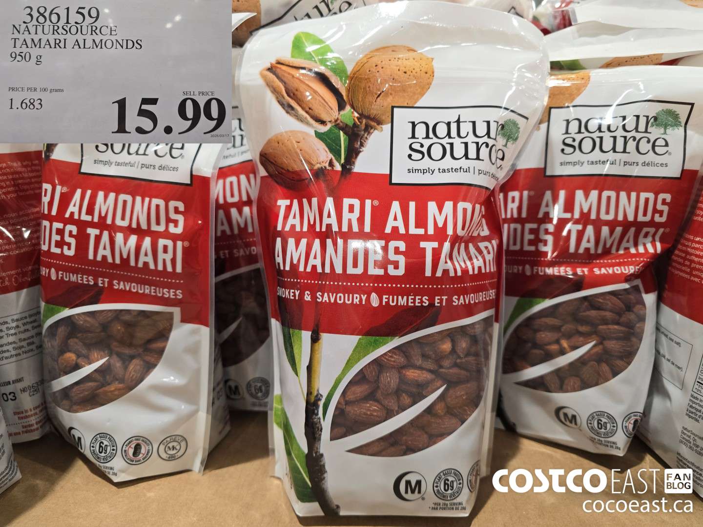 386159 NATURSOURCE TAMARI ALMONDS 950 G $15.99