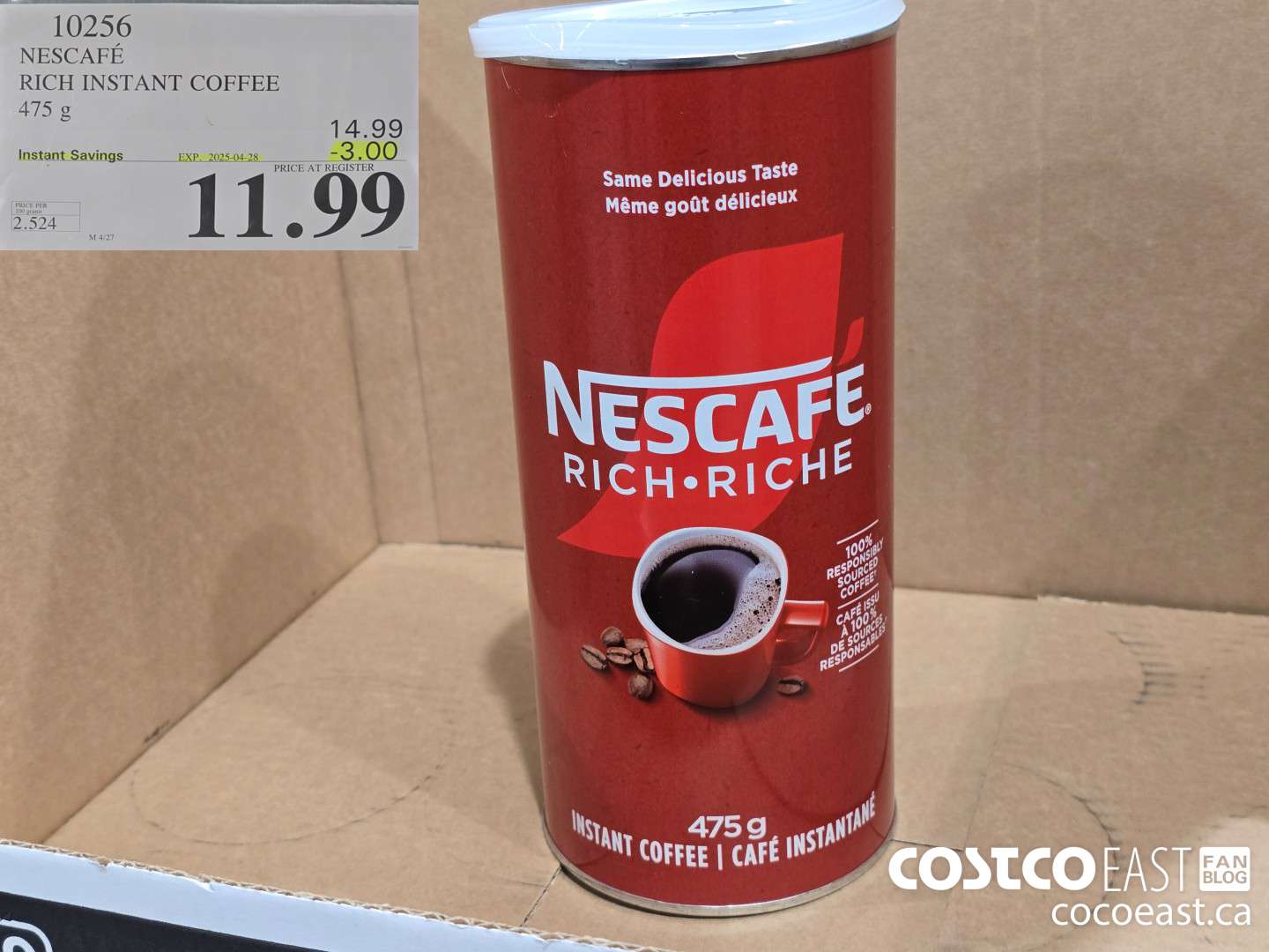 10256 NESCAFE RICH INSTANT COFFEE 475 G ($3.00 INSTANT SAVINGS EXPIRES ON 2025-04-28) $11.99