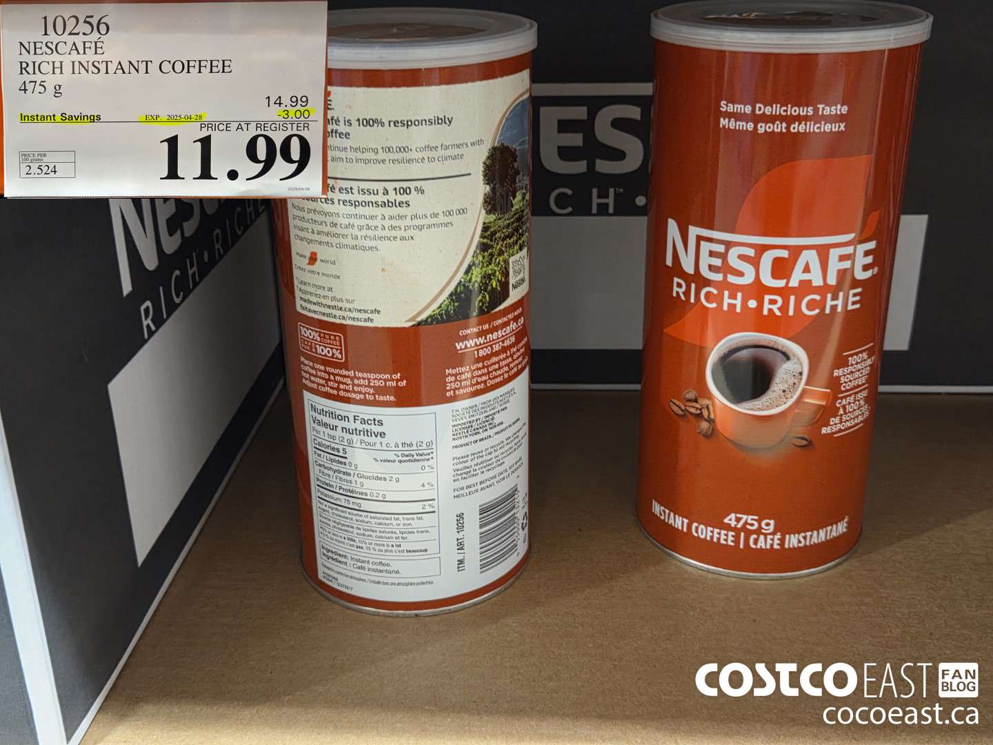 10256 NESCAFE RICH INSTANT COFFEE 475 G ($3.00 INSTANT SAVINGS EXPIRES ON 2025-04-28) $11.99