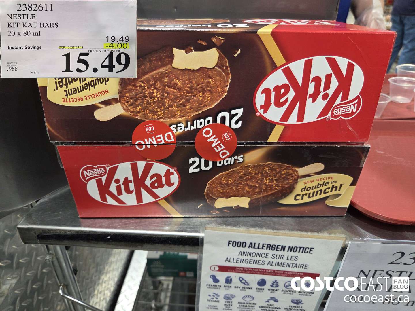 2382611 NESTLE KIT KAT BARS 20 x 80 ml ($4.00 INSTANT SAVINGS EXPIRES ON 2025-05-11) $15.49