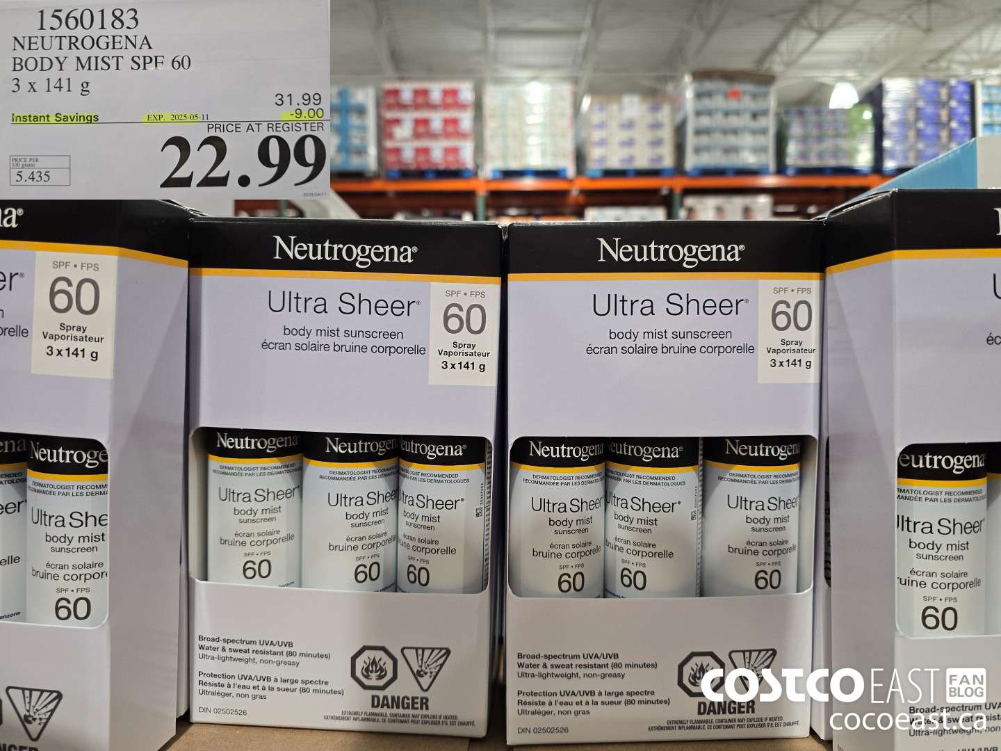 1560183 NEUTROGENA BODY MIST SPF 60 3 X 141 g ($9.00 INSTANT SAVINGS EXPIRES ON 2025-05-11) $22.99