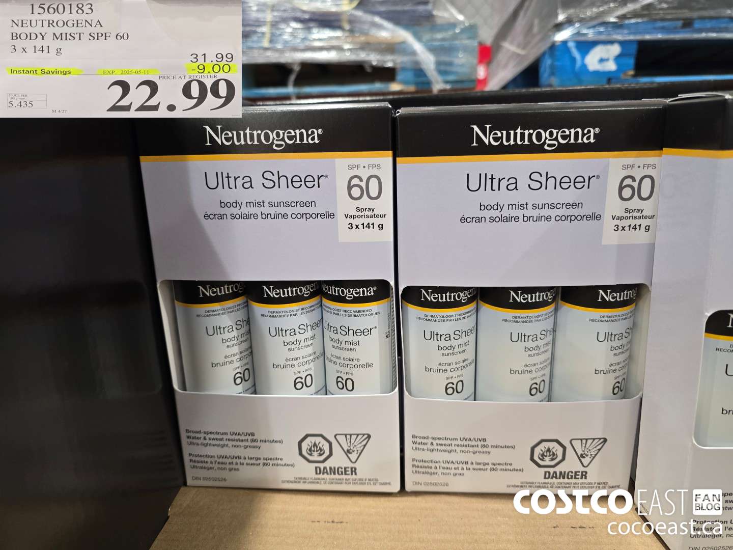 1560183 NEUTROGENA BODY MIST SPF 60 3 X 141 g ($9.00 INSTANT SAVINGS EXPIRES ON 2025-05-11) $22.99