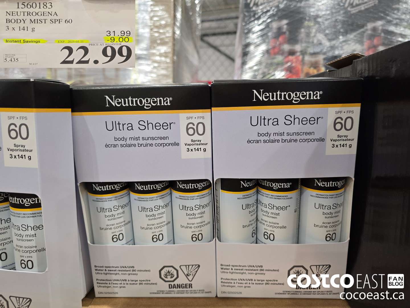 1560183 NEUTROGENA BODY MIST SPF 60 3 X 141 g ($9.00 INSTANT SAVINGS EXPIRES ON 2025-05-11) $22.99