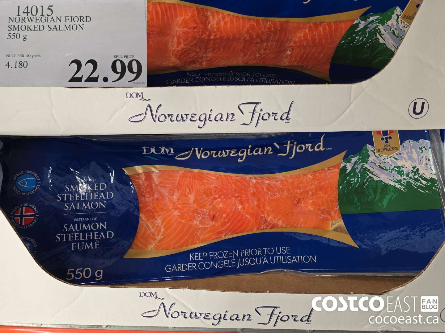 14015 NORWEGIAN FJORD SMOKED SALMON 550 G $22.99