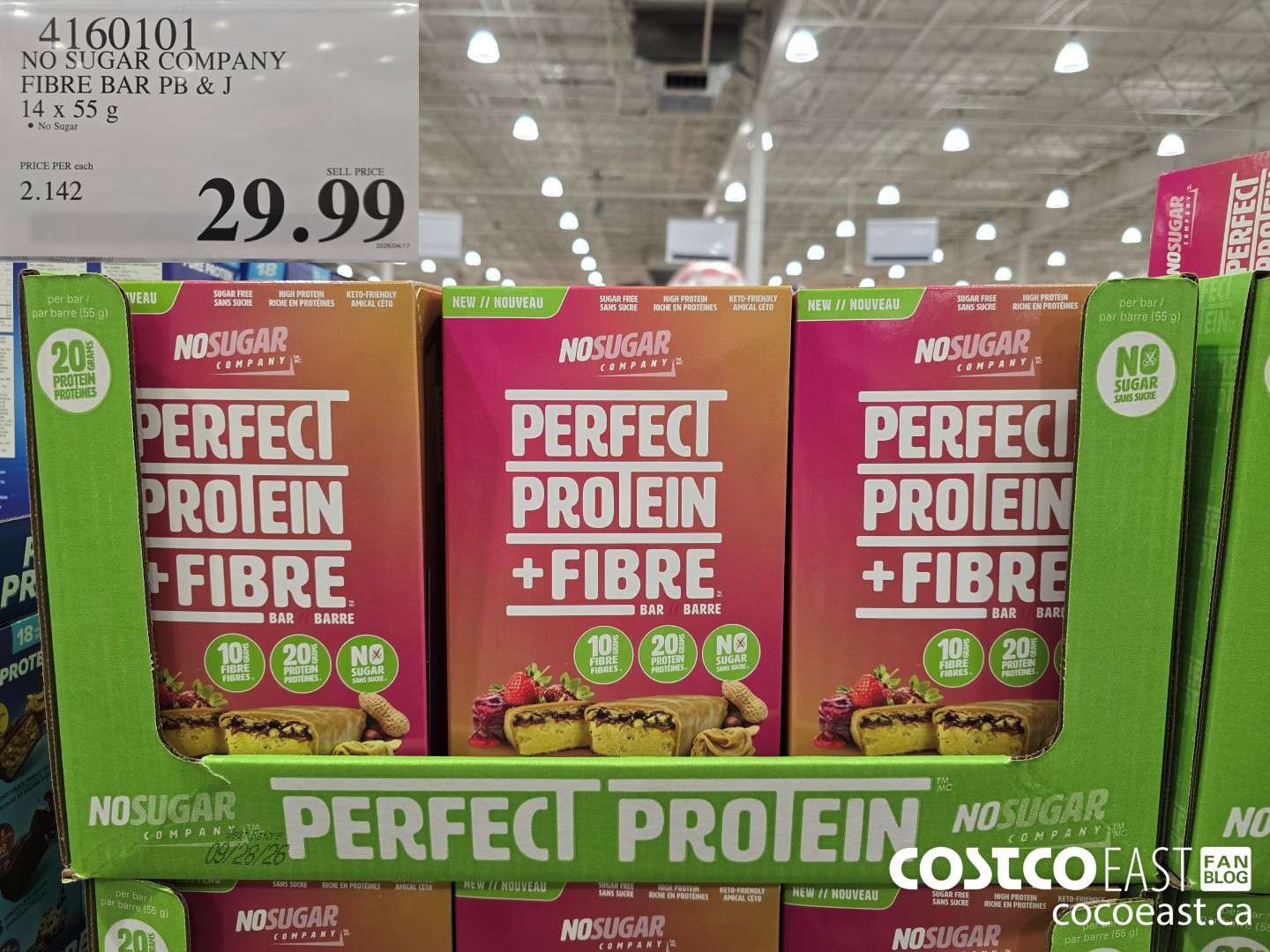 4160101 NO SUGAR COMPANY FIBRE BAR PB & J 14 X 55 G $29.99