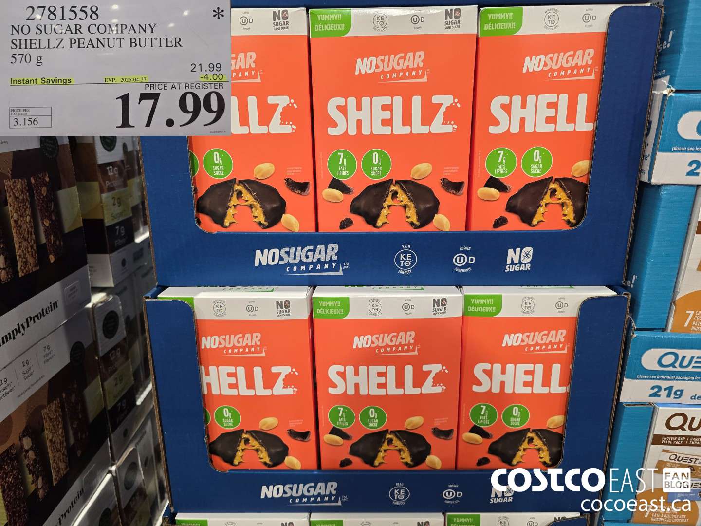 2781558 NO SUGAR COMPANY SHELLZ PEANUT BUTTER 570 G ($4.00 INSTANT SAVINGS EXPIRES ON 2025-04-27) $17.99