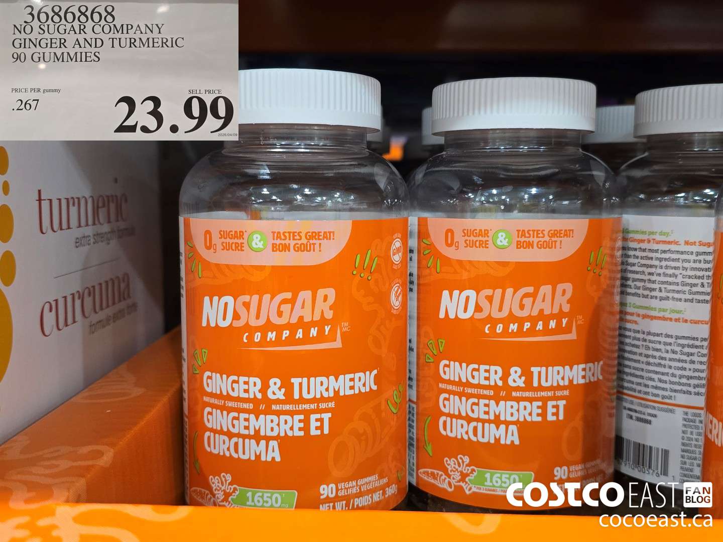 3686868 NO SUGAR GINGER AND TURMERIC 90 GUMMIES $23.99