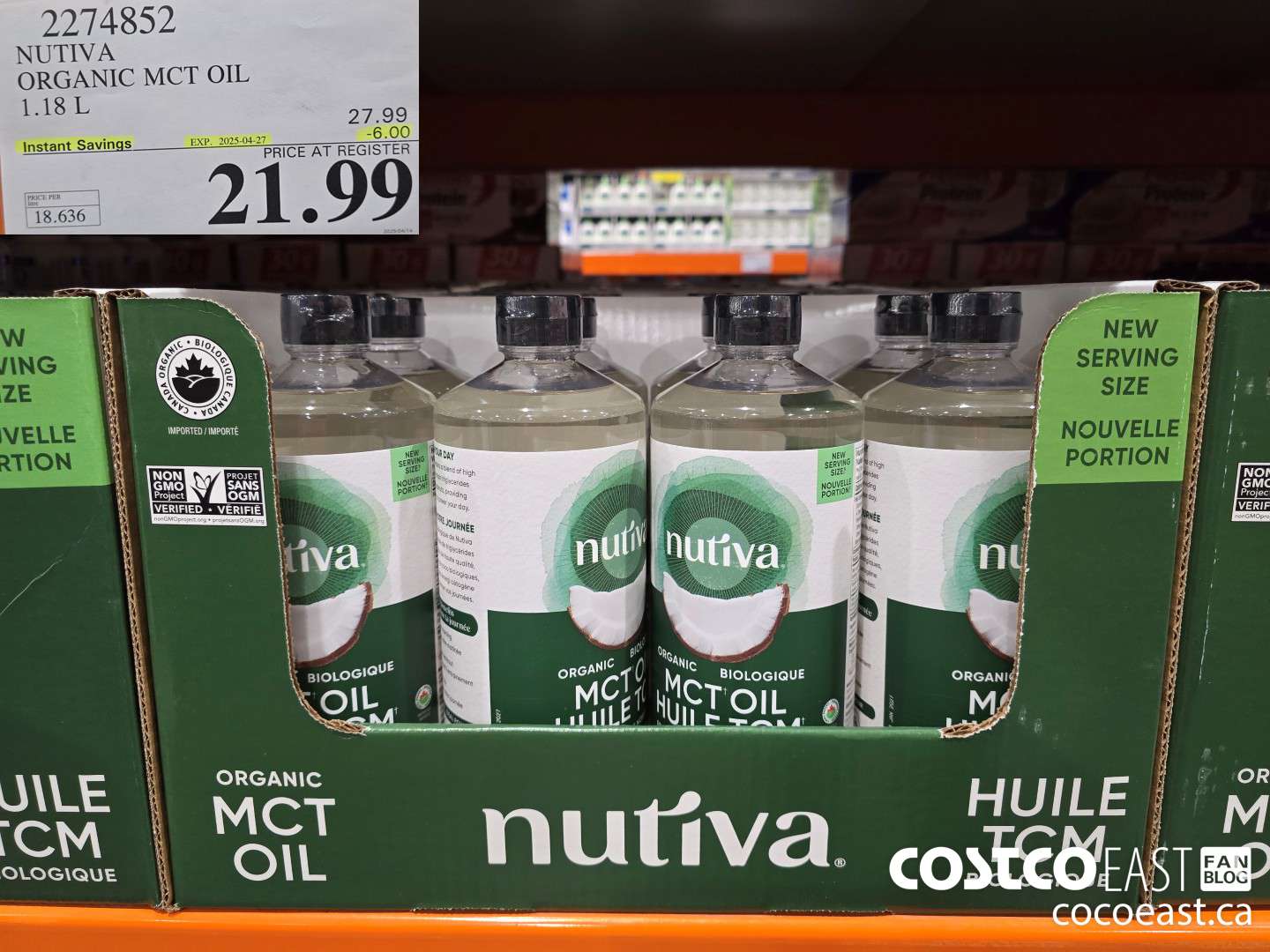 2274852 NUTIVA ORGANIC MCT OIL 1.18L ($6.00 INSTANT SAVINGS EXPIRES ON 2025-04-27) $21.99