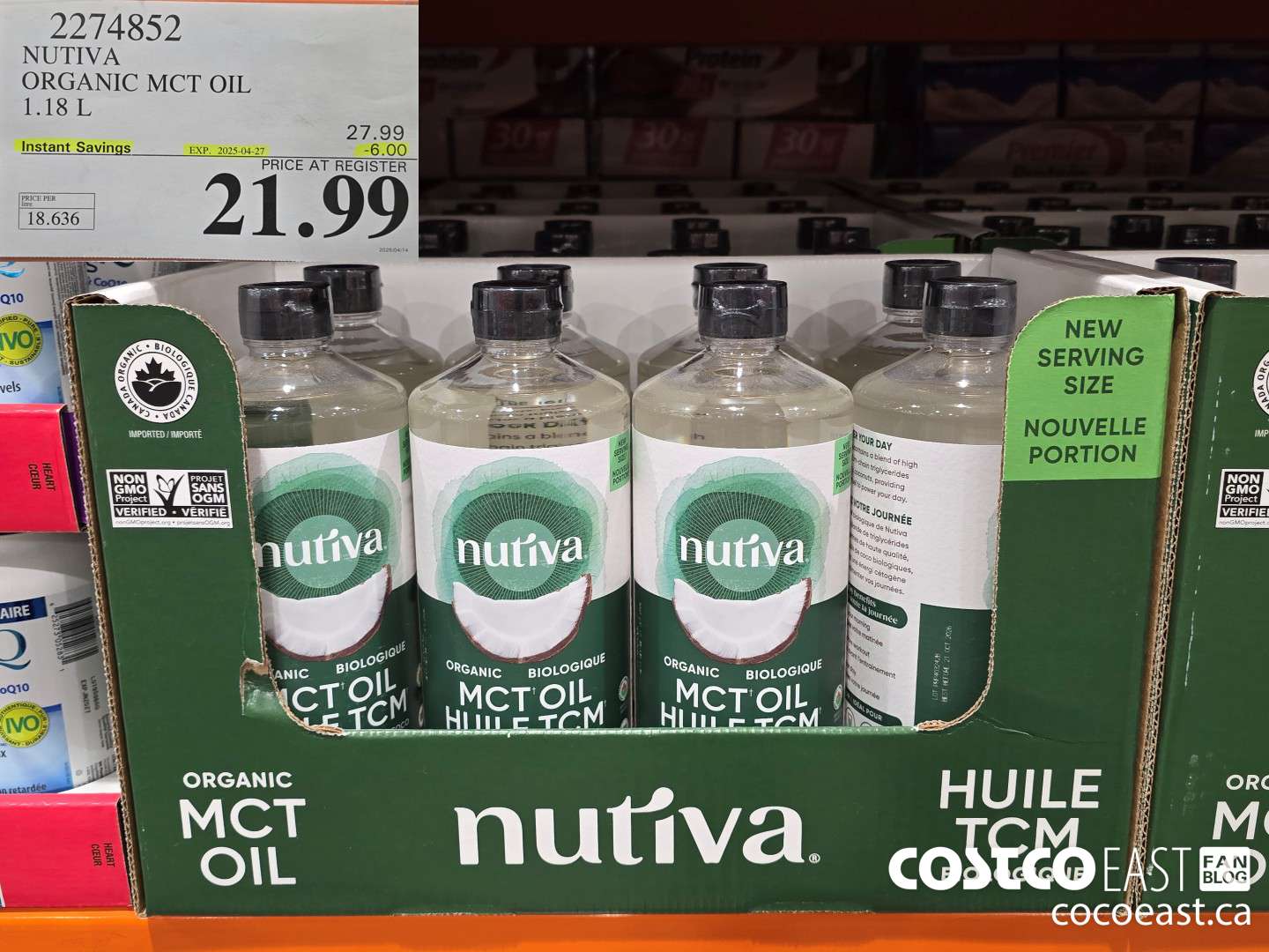 2274852 NUTIVA ORGANIC MCT OIL 1.18L ($6.00 INSTANT SAVINGS EXPIRES ON 2025-04-27) $21.99