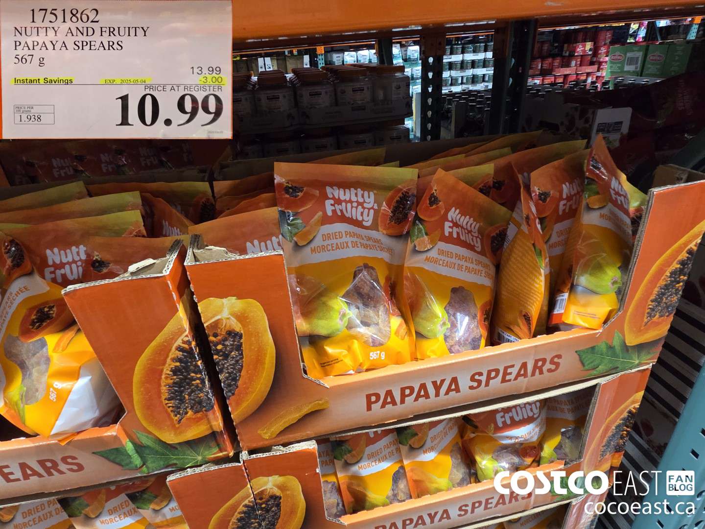 1751862 NUTTY AND FRUITY PAPAYA SPEARS 567 g ($3.00 INSTANT SAVINGS EXPIRES ON 2025-05-04) $10.99