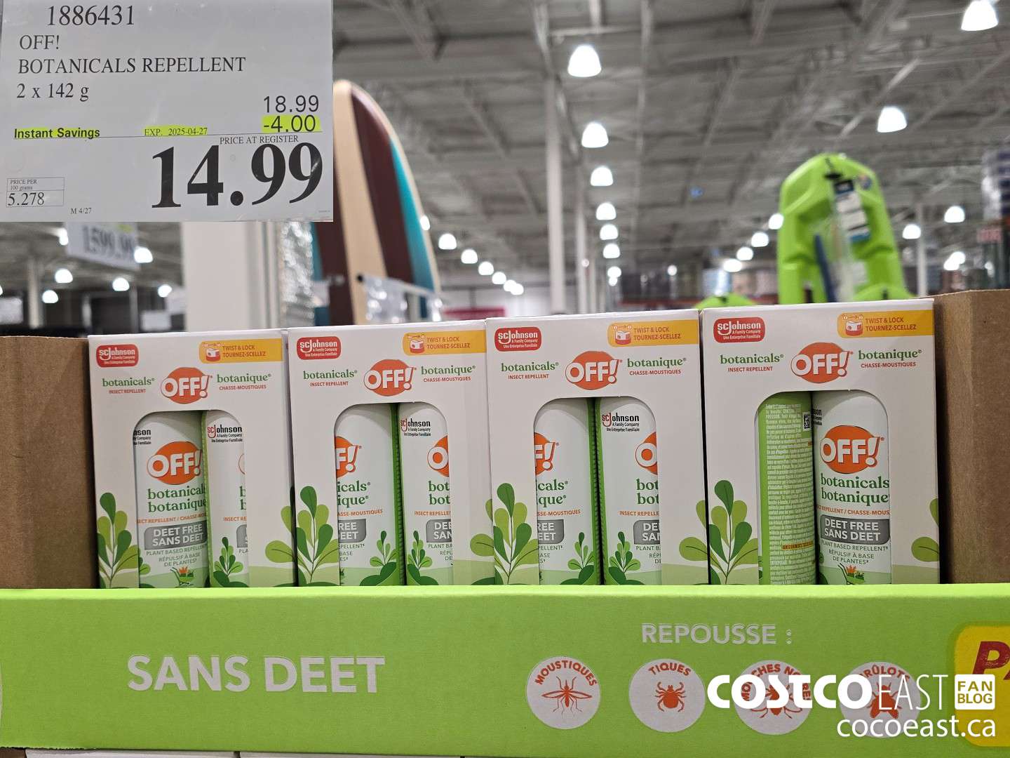 1886431 OFF! BOTANICALS REPELLENT 2 X 142G ($4.00 INSTANT SAVINGS EXPIRES ON 2025-04-27) $14.99