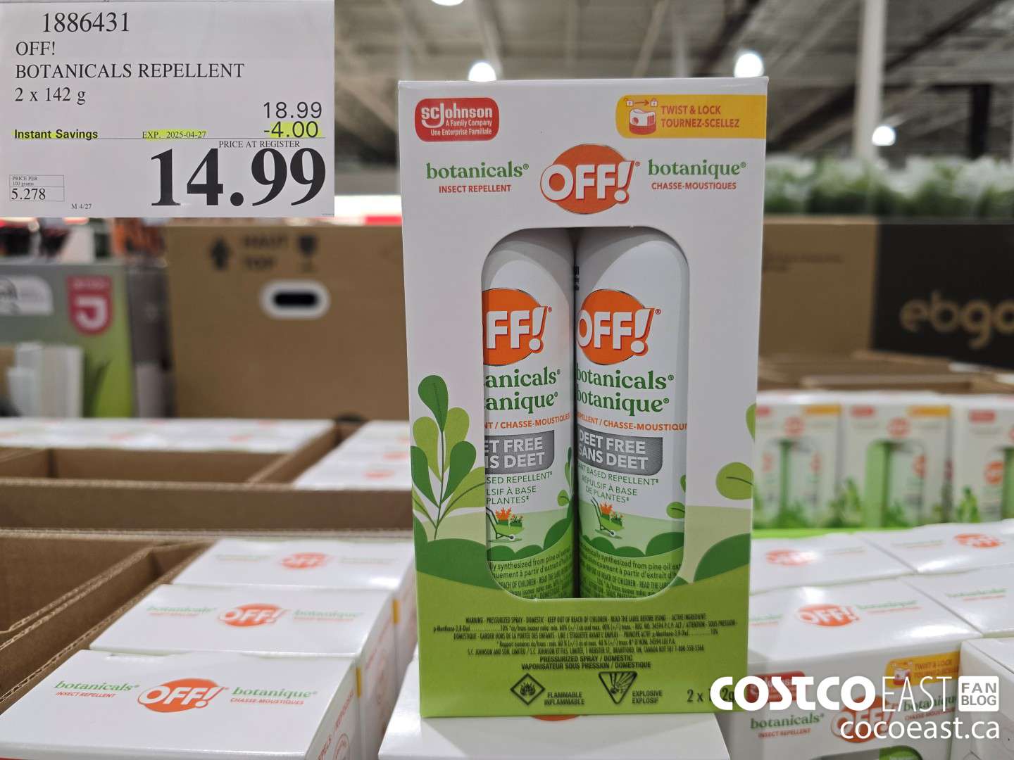 1886431 OFF! BOTANICALS REPELLENT 2 X 142G ($4.00 INSTANT SAVINGS EXPIRES ON 2025-04-27) $14.99