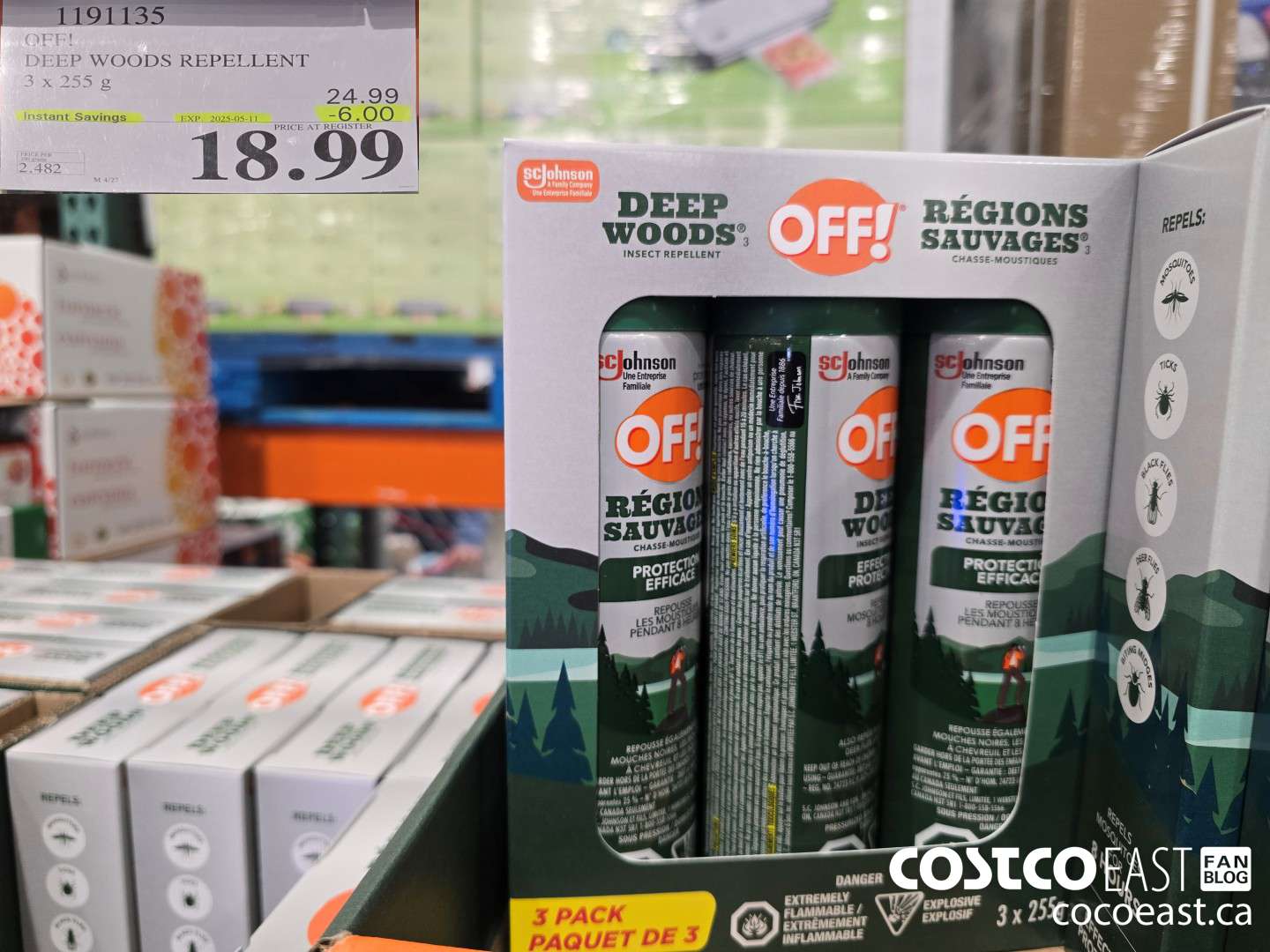 1191135 OFF! DEEP WOODS REPELLENT 3 X 255 G ($6.00 INSTANT SAVINGS EXPIRES ON 2025-05-11) $18.99