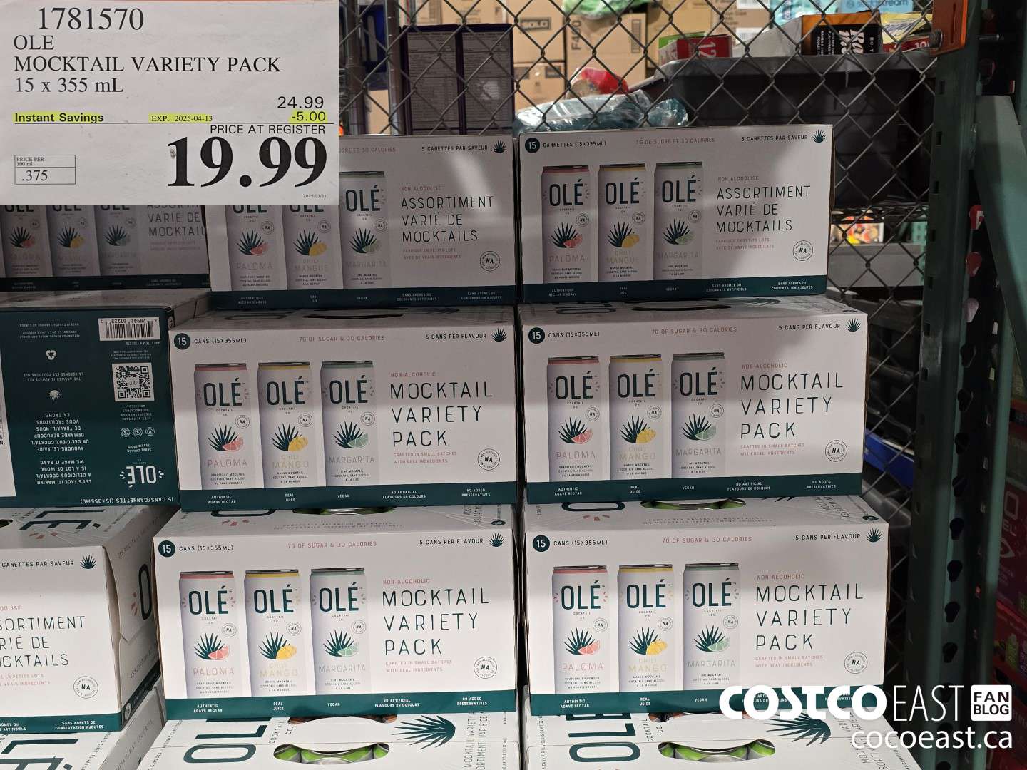 1781570 OLE MOCKTAIL VARIETY PACK 15 x 355 mL ($5.00 INSTANT SAVINGS EXPIRES ON 2025-04-13) $19.99