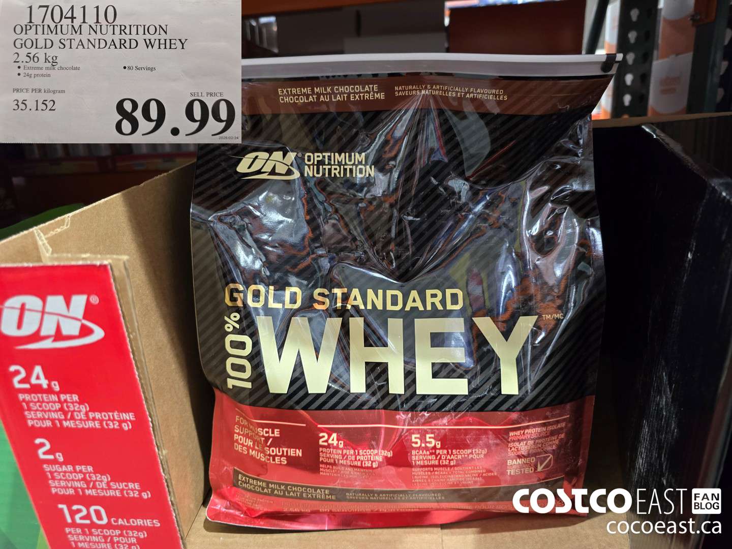 1704110 OPTIMUM NUTRITION GOLD STANDARD WHEY 2.56 KG $89.99