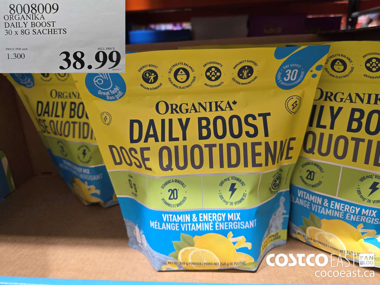 8008009 ORGANIKA DAILY BOOST 30 x 8G SACHETS $38.99