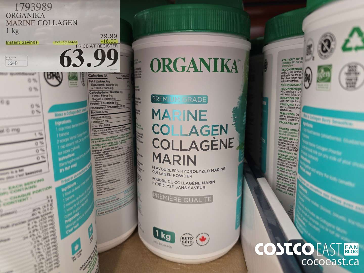 1793989 ORGANIKA MARINE COLLAGEN 1kg ($16.00 INSTANT SAVINGS EXPIRES ON 2025-04-20) $63.99