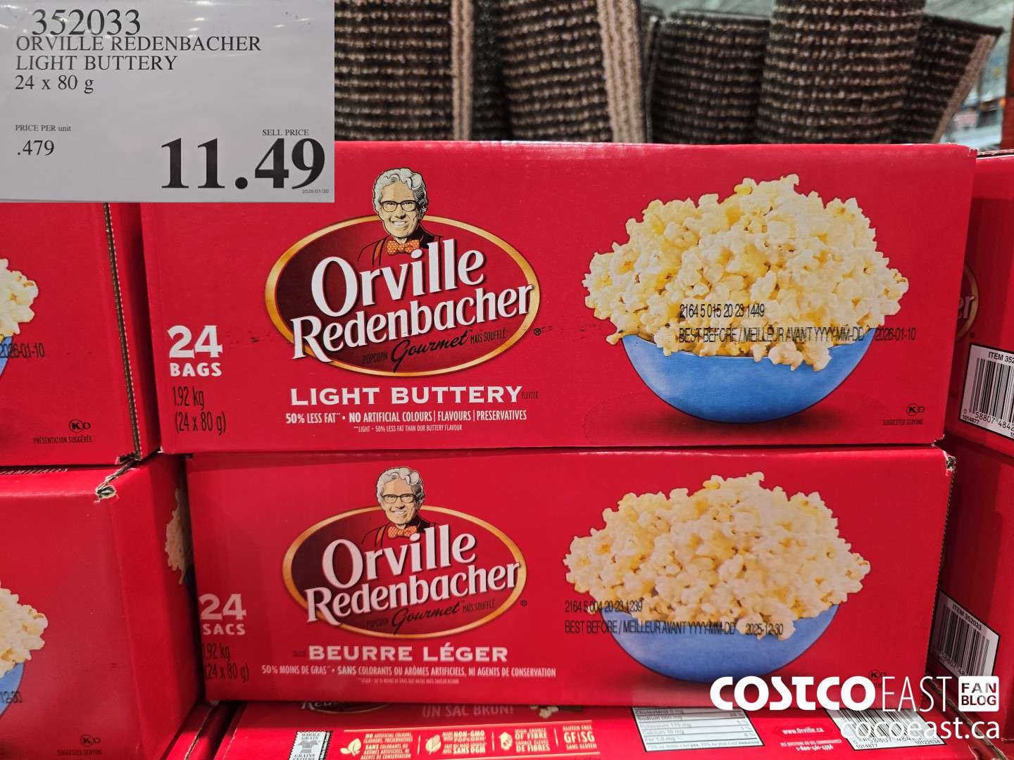352033 ORVILLE REDENBACHER LIGHT BUTTERY 24 X 80 G $11.49