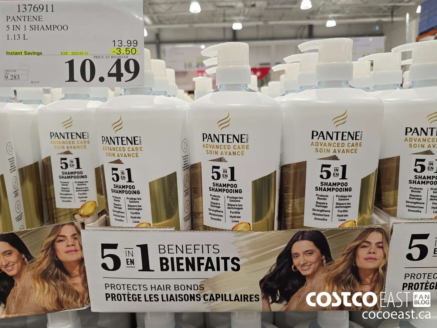 1376911 PANTENE 5 IN 1 SHAMPOO 1.13 L ($3.50 INSTANT SAVINGS EXPIRES ON 2025-05-11) $10.49