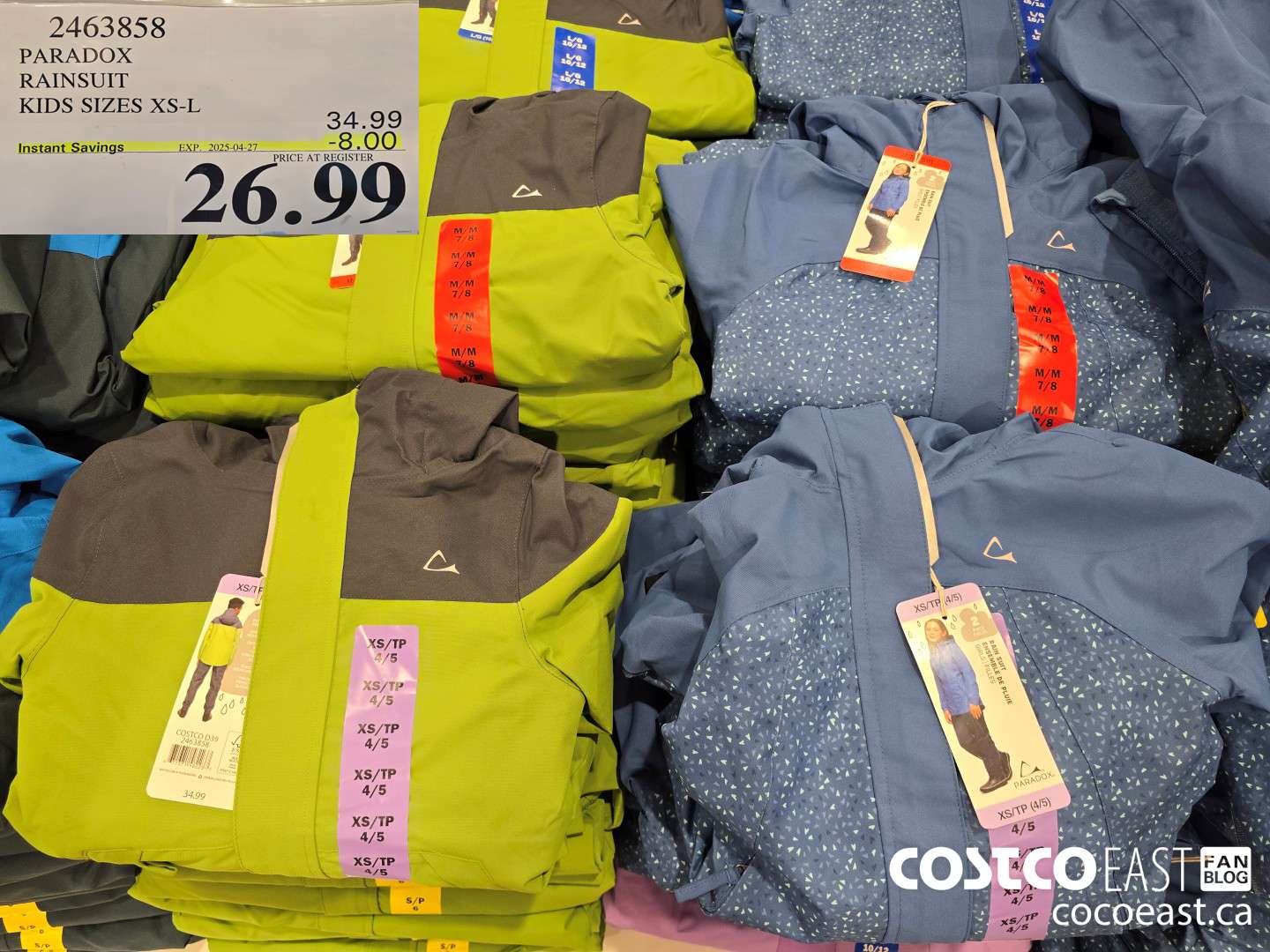 2463858 PARADOX RAINSUIT KIDS SIZES XS-L ($8.00 INSTANT SAVINGS EXPIRES ON 2025-04-27) $26.99