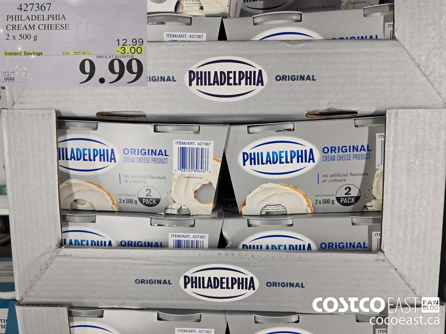 427367 PHILADELPHIA CREAM CHEESE 2 x 500 g ($3.00 INSTANT SAVINGS EXPIRES ON 2025-05-11) $9.99