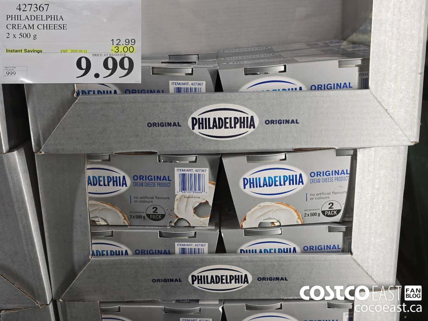 427367 PHILADELPHIA CREAM CHEESE 2 x 500 g ($3.00 INSTANT SAVINGS EXPIRES ON 2025-05-11) $9.99