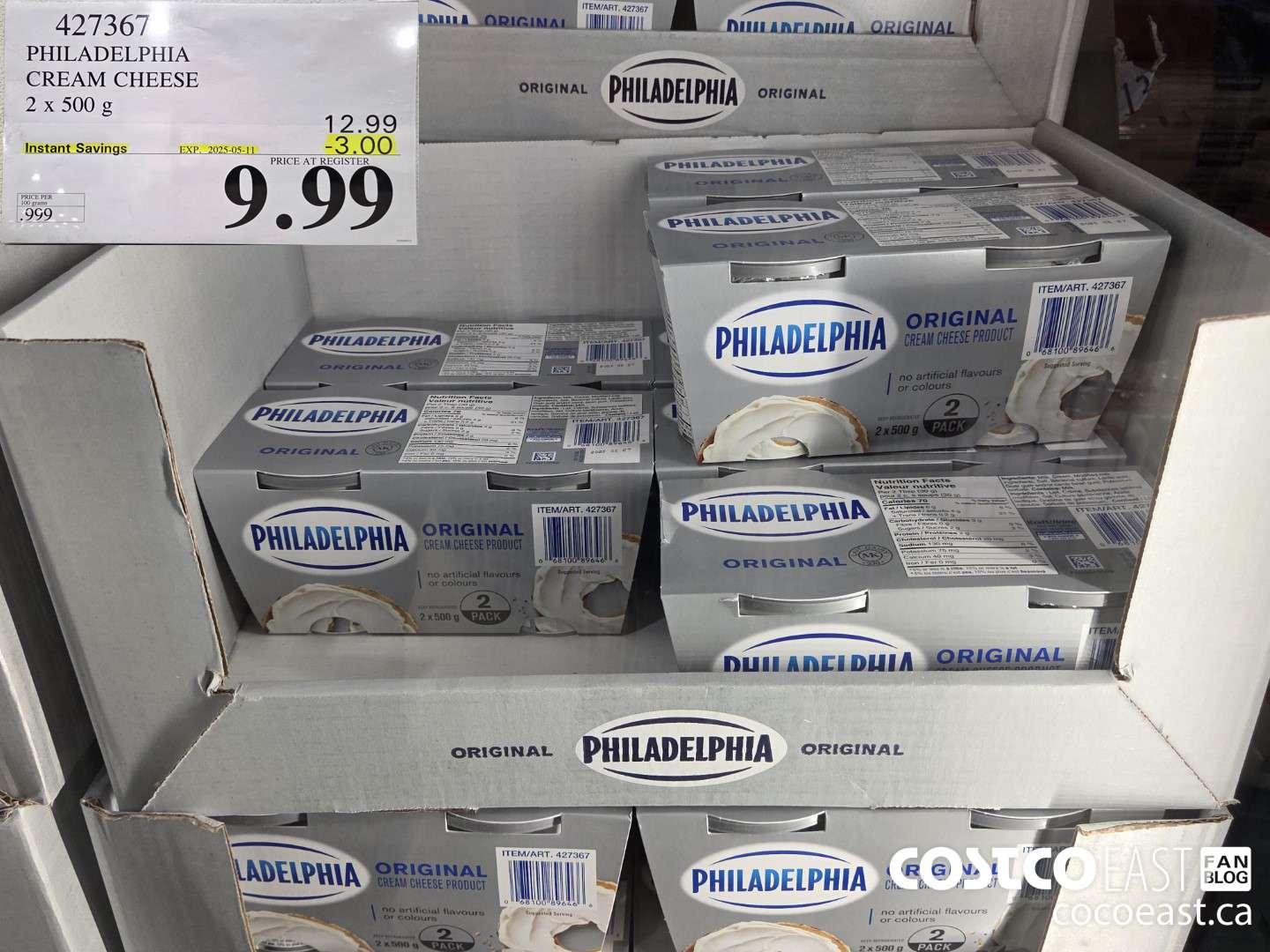 427367 PHILADELPHIA CREAM CHEESE 2 x 500 g ($3.00 INSTANT SAVINGS EXPIRES ON 2025-05-11) $9.99