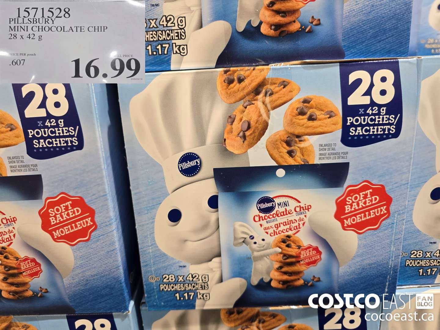 1571528 PILLSBURY SOFT BAKED CHIP COOKIE 28 X 42G $16.99