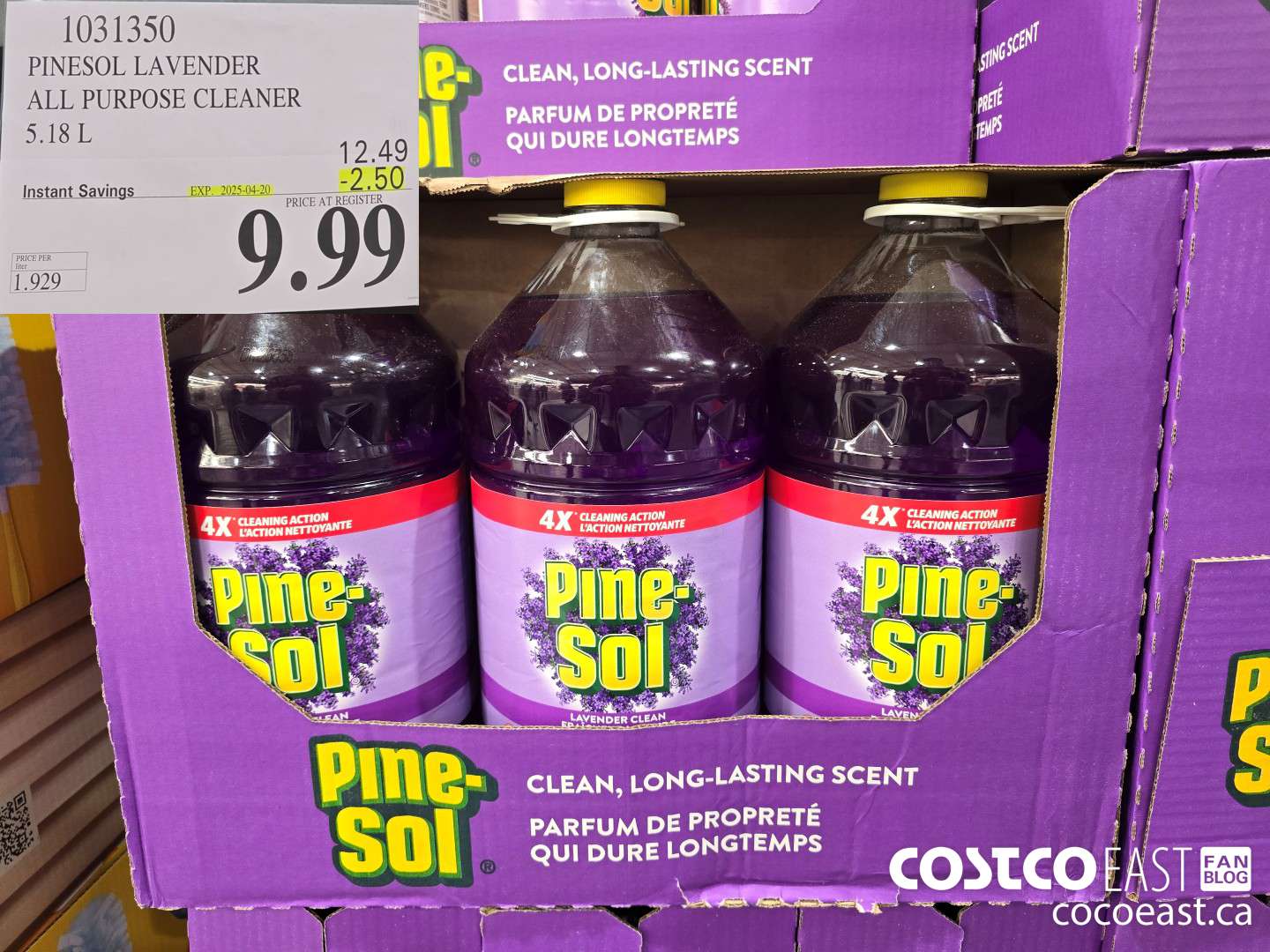 1031350 PINESOL LAVENDER ALL PURPOSE CLEANER 5.18 L ($2.50 INSTANT SAVINGS EXPIRES ON 2025-04-20) $9.99