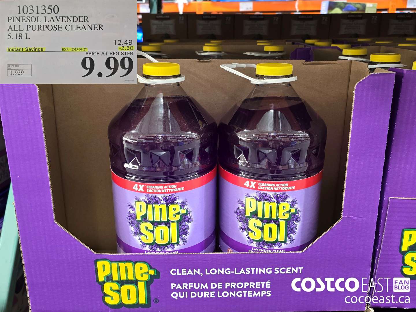1031350 PINESOL LAVENDER ALL PURPOSE CLEANER 5.18 L ($2.50 INSTANT SAVINGS EXPIRES ON 2025-04-27) $9.99