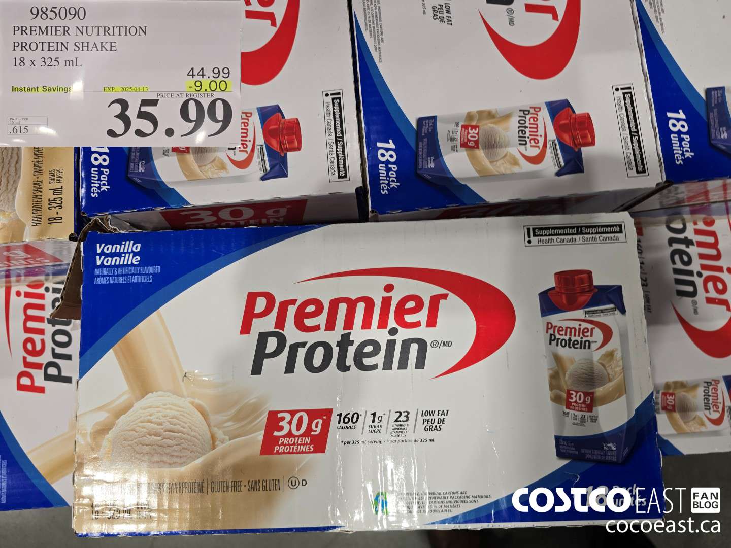 985090 PREMIER NUTRITION PROTEIN SHAKE 18 X 325 ML ($9.00 INSTANT SAVINGS EXPIRES ON 2025-04-13) $35.99