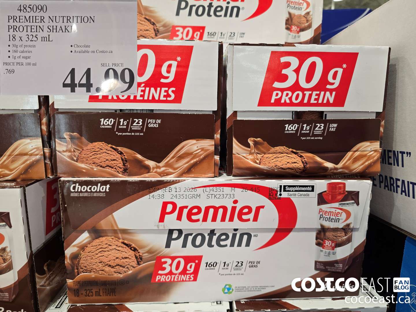 485090 PREMIER NUTRITION PROTEIN SHAKE 18 x 325 mL $44.99