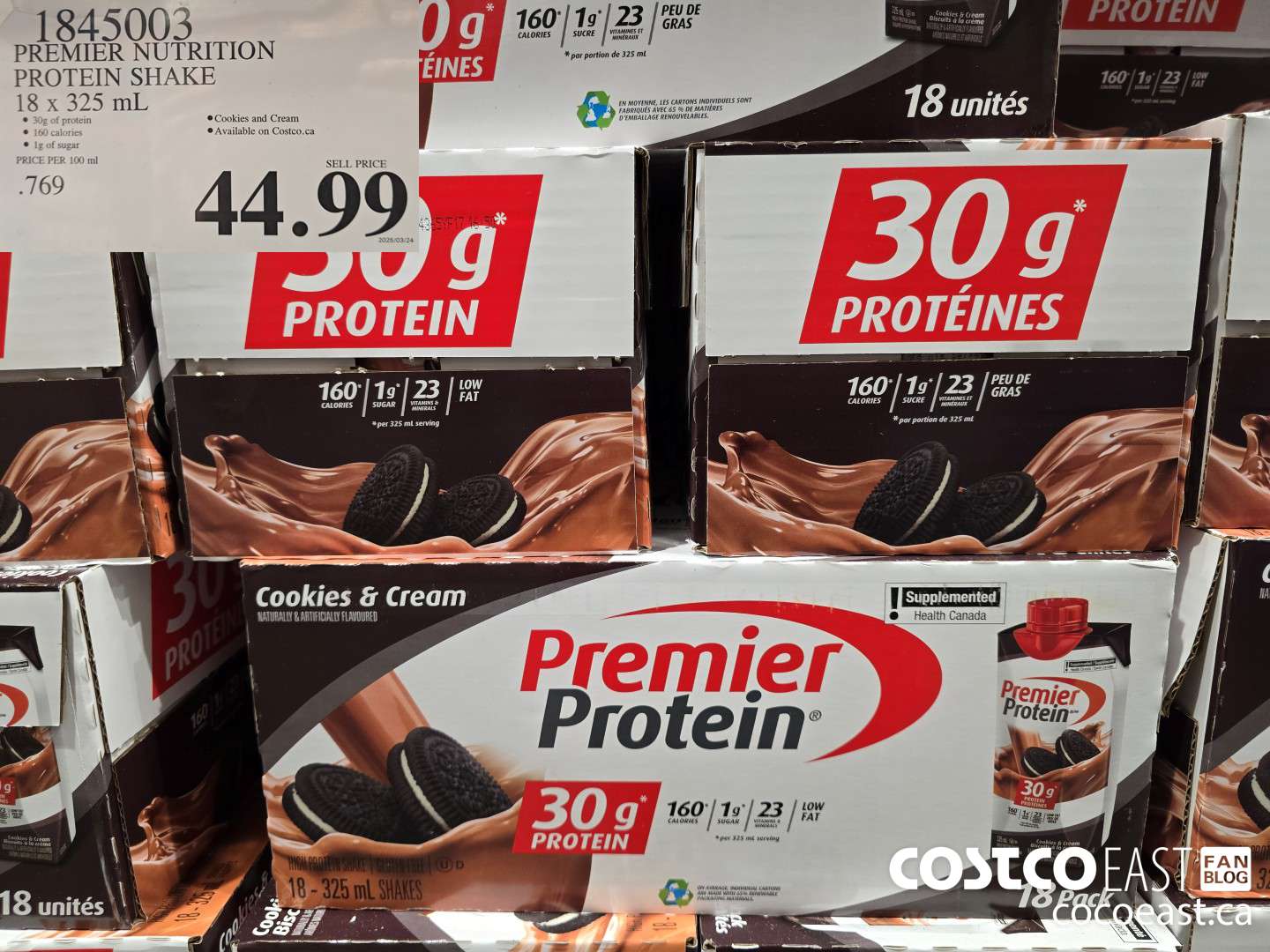 1845003 PREMIER NUTRITION PROTEIN SHAKE 18 x 325 mL $44.99