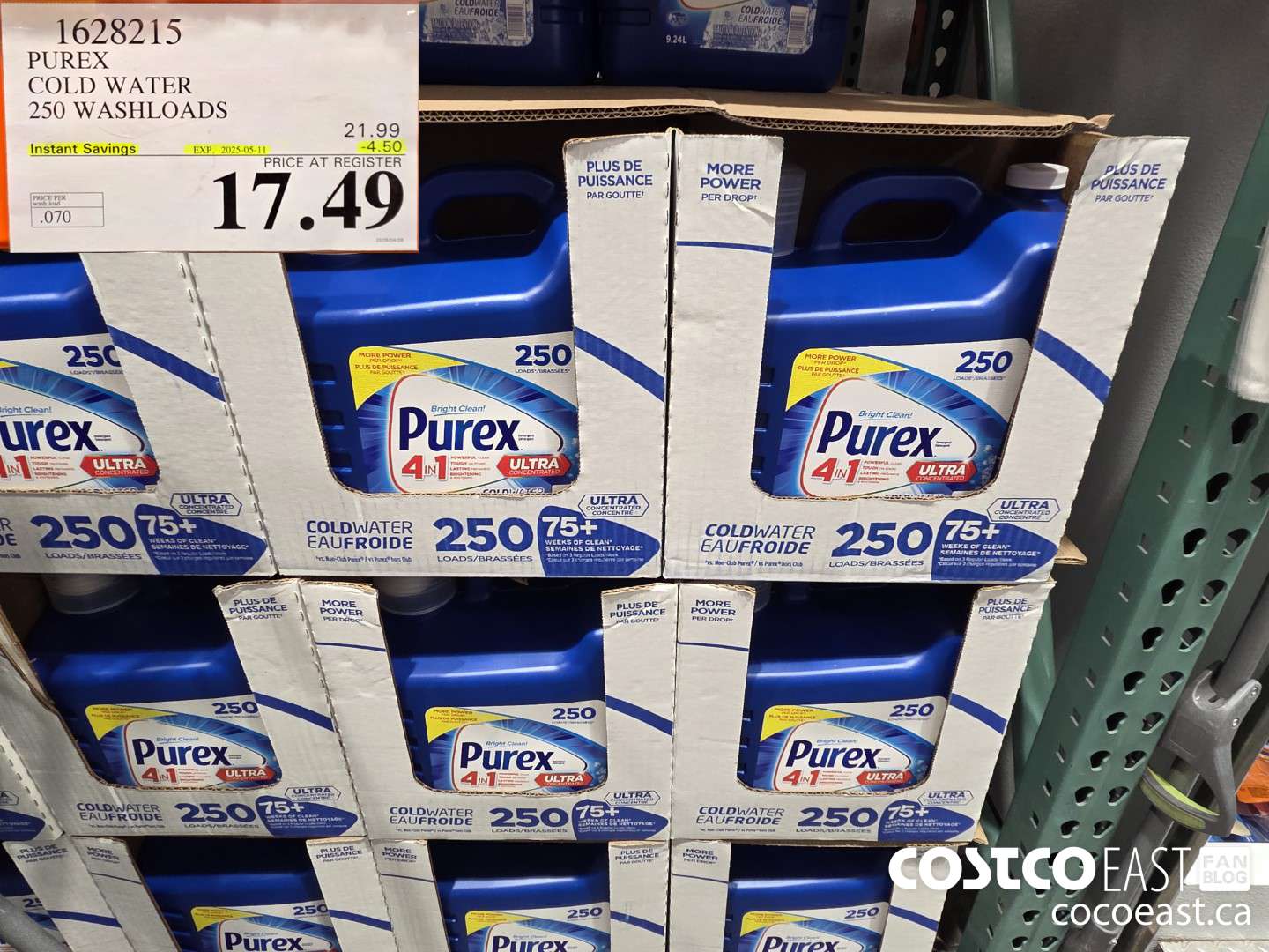 1628215 PUREX COLD WATER 250 washloads ($4.50 INSTANT SAVINGS EXPIRES ON 2025-05-11) $17.49