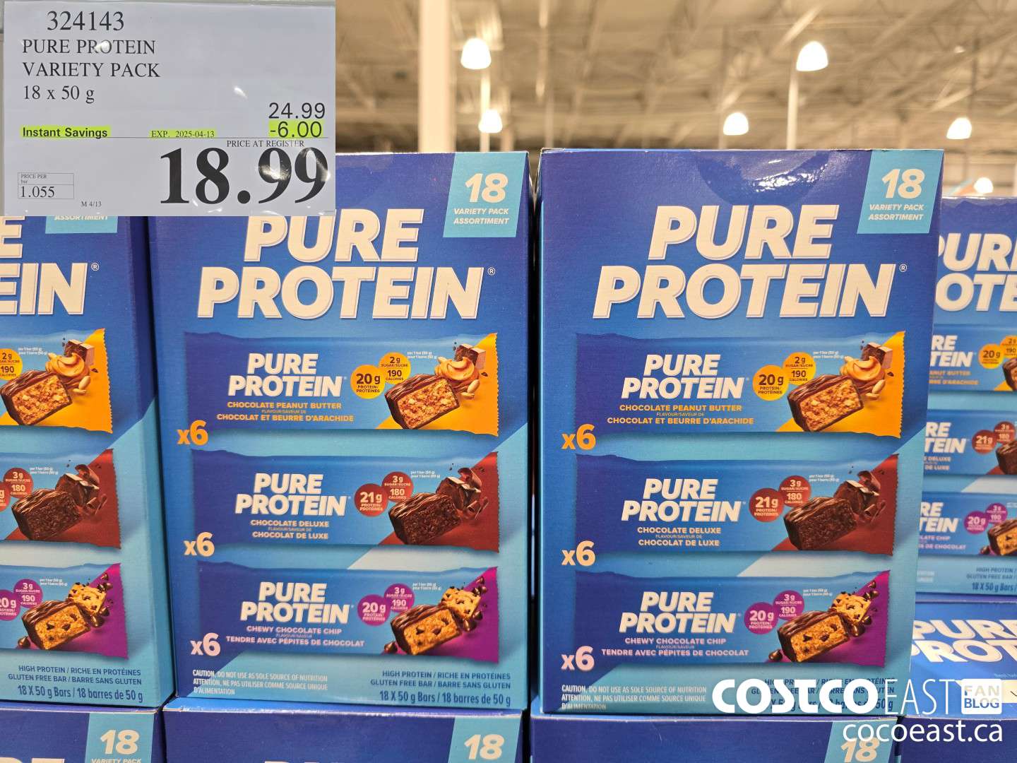 324143 PURE PROTEIN VARIETY PACK 18 x 50G ($6.00 INSTANT SAVINGS EXPIRES ON 2025-04-13) $18.99
