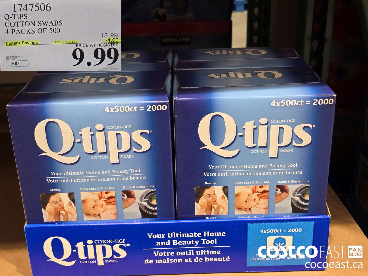 1747506 Q-TIPS COTTON SWABS 4 PACKS OF 500 ($4.00 INSTANT SAVINGS EXPIRES ON 2025-04-13) $9.99