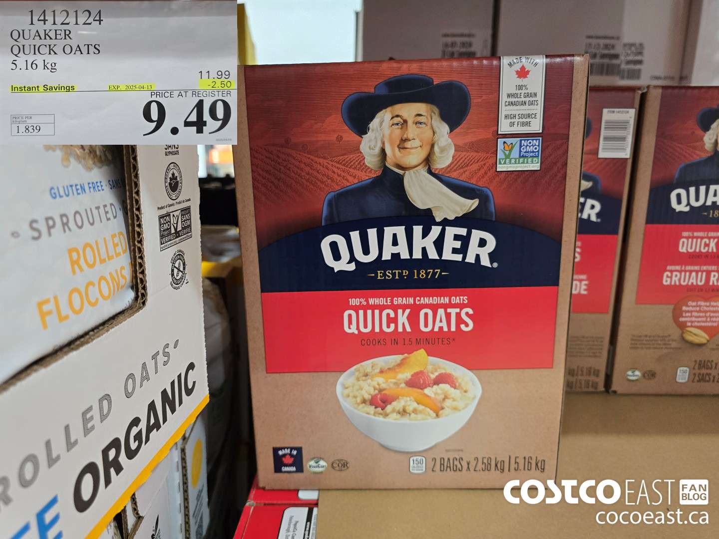 1412124 QUAKER QUICK OATS 5.16 kg ($2.50 INSTANT SAVINGS EXPIRES ON 2025-04-13) $9.49