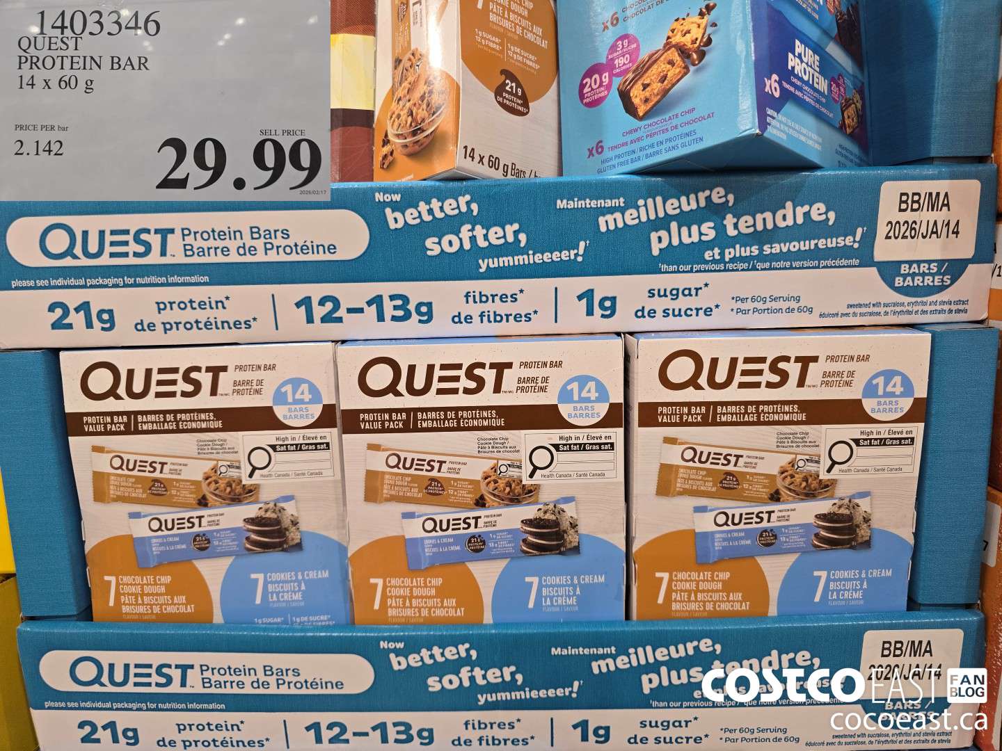 1403346 QUEST PROTEIN BARS 14 X 60 G $29.99
