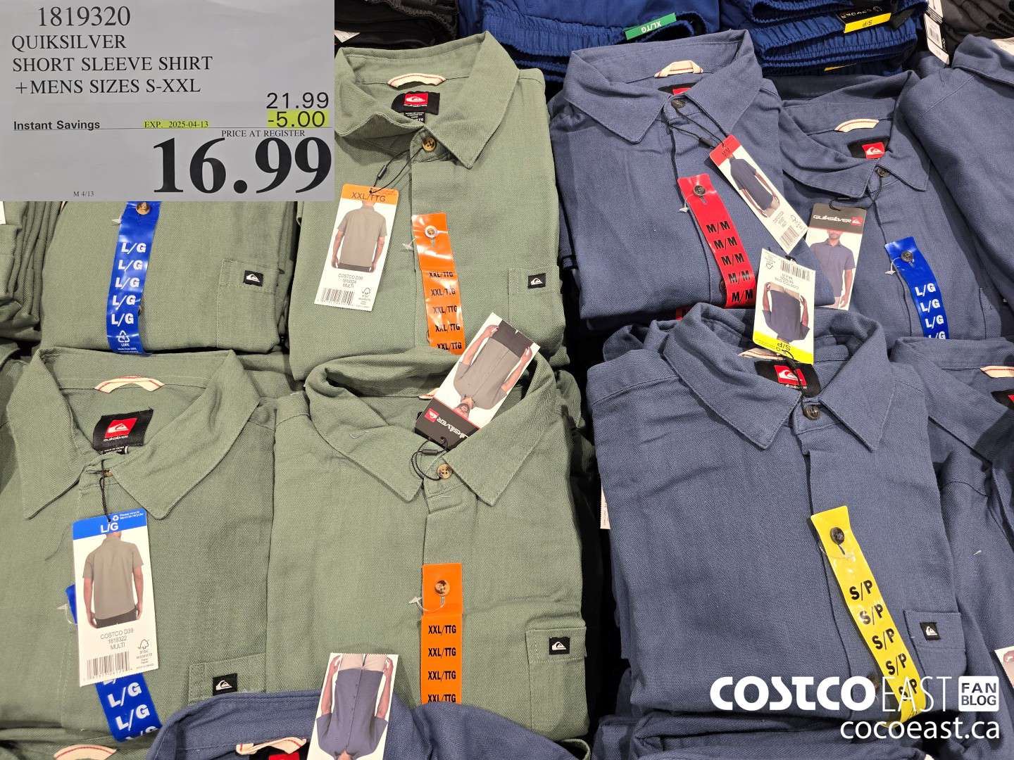 1819320 QUIKSILVER SHORT SLEEVE SHIRT +MENS SIZES S-XXL ($5.00 INSTANT SAVINGS EXPIRES ON 2025-04-13) $16.99